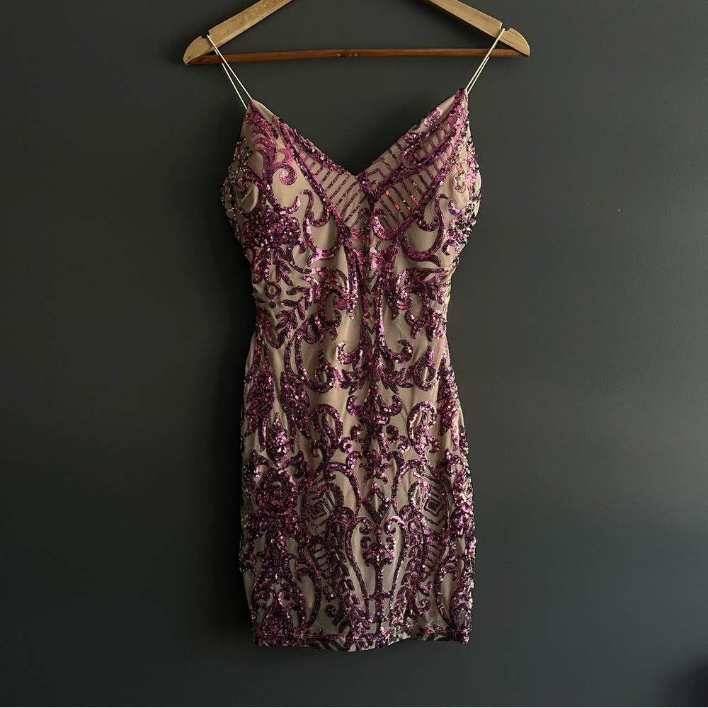Lovely Day Purple Sequin Mini Dress